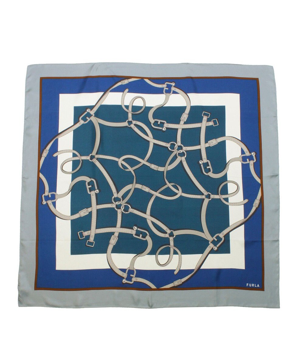 MOONBAT FURLA ビットチェーン柄シルク100%スカーフ 88×88cm 