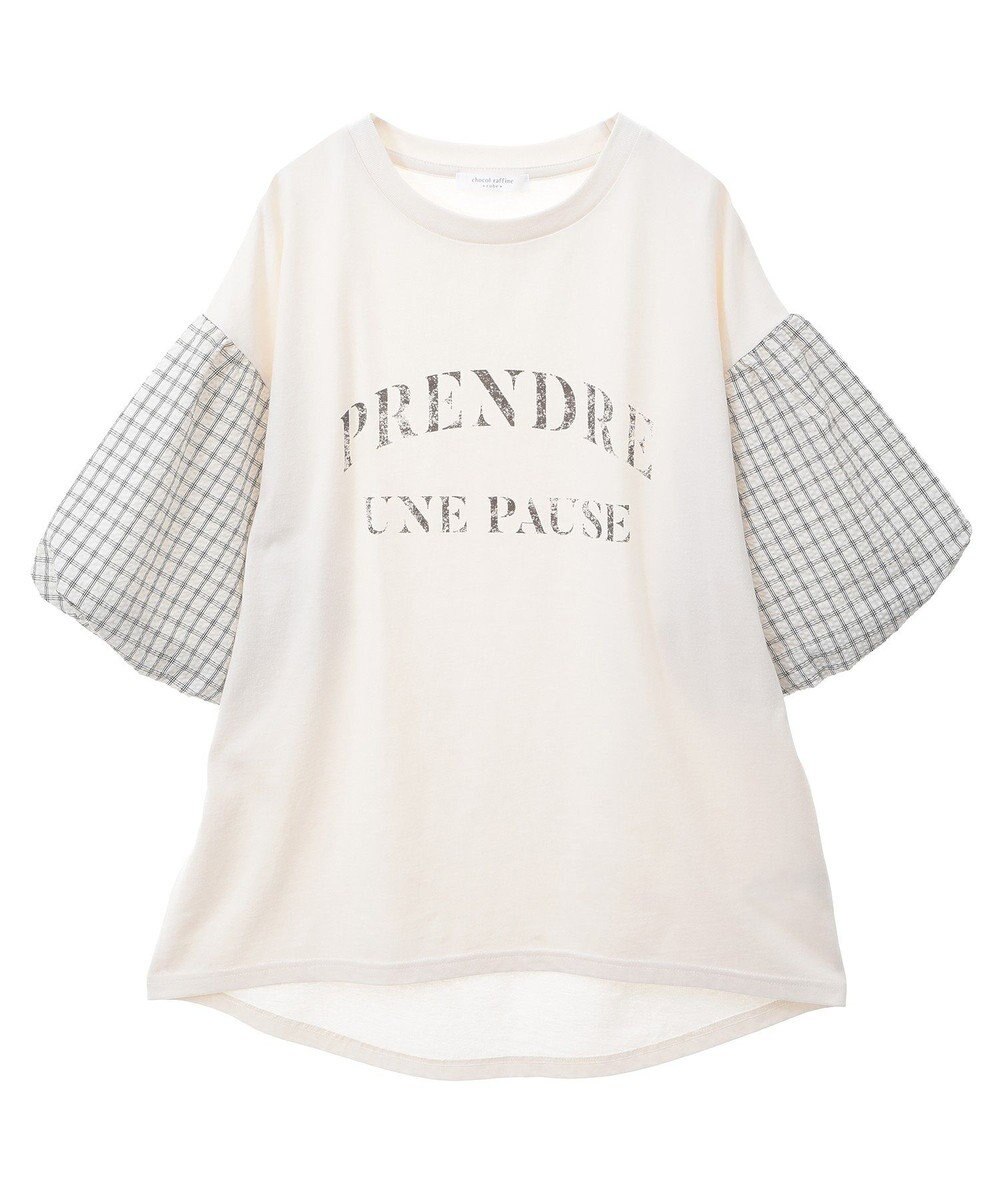 Green Parks チェックバルーンスリーブロゴチュニック 