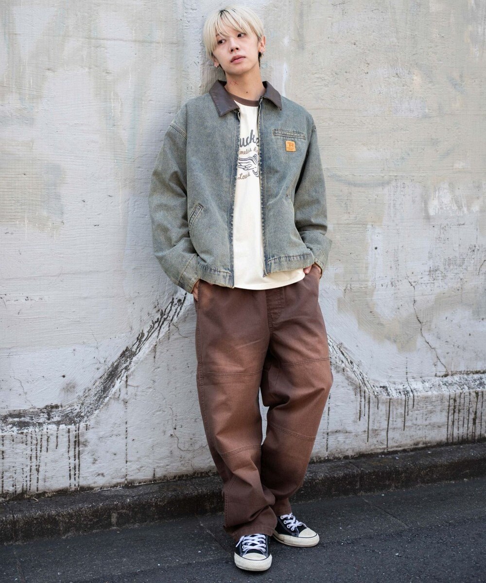 WEGO 【ウエストゴム/MLサイズ展開】ージーダブルニーパンツ 