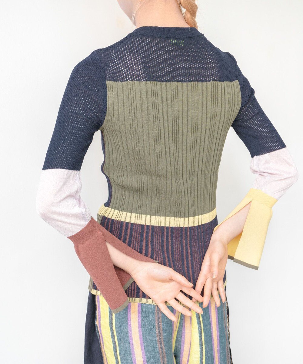 COQ CACTUS カラーブロックリブニット 