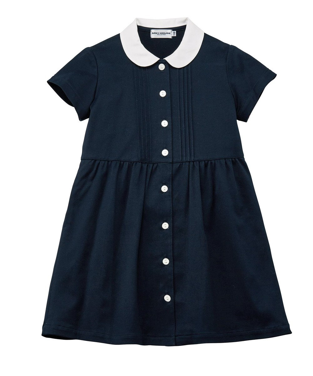 MIKI HOUSE HOT BISCUITS 【90-130cm】丸襟半袖ワンピース 
