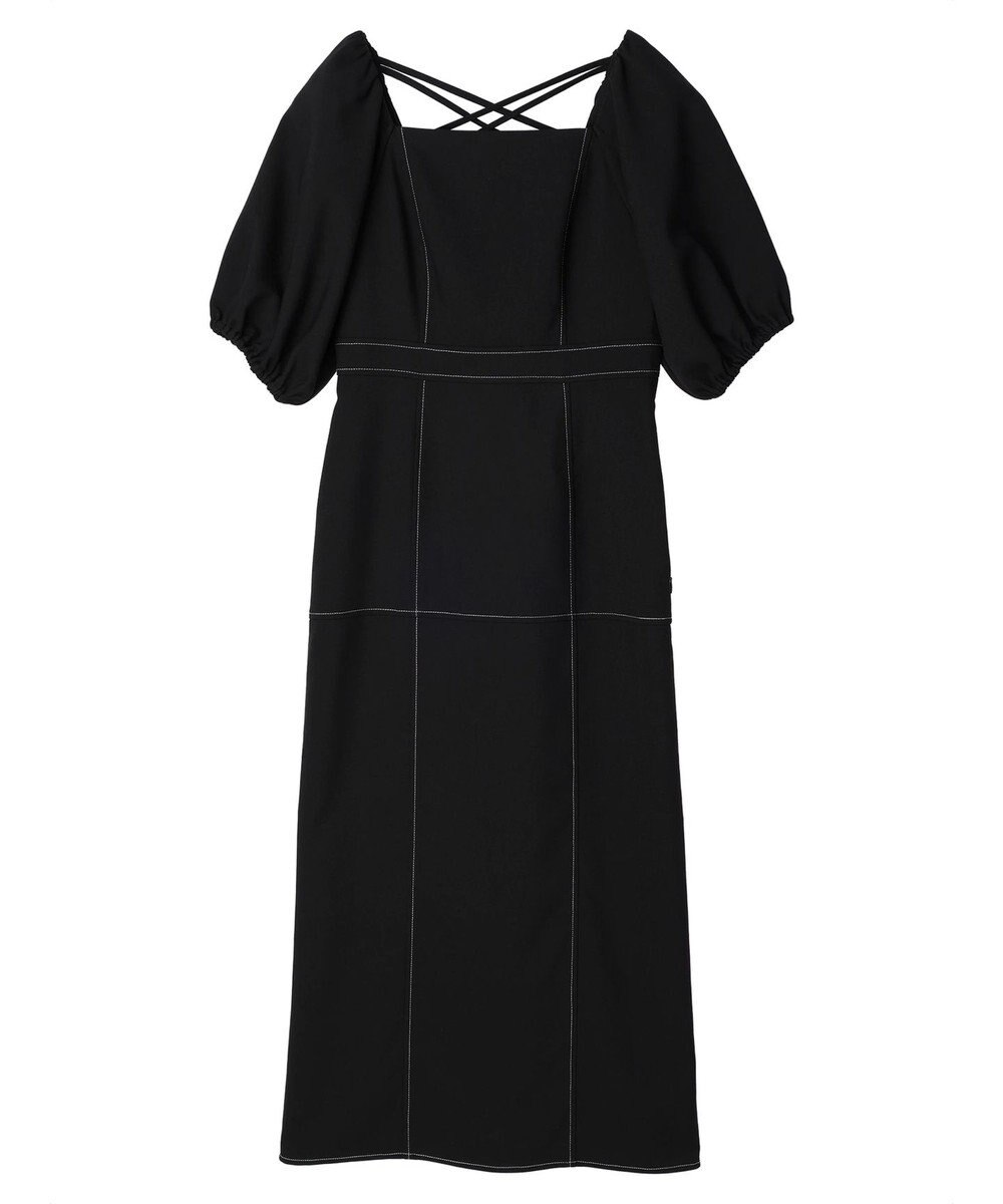 earth music&ecology 配色ステッチパフスリーブワンピース 