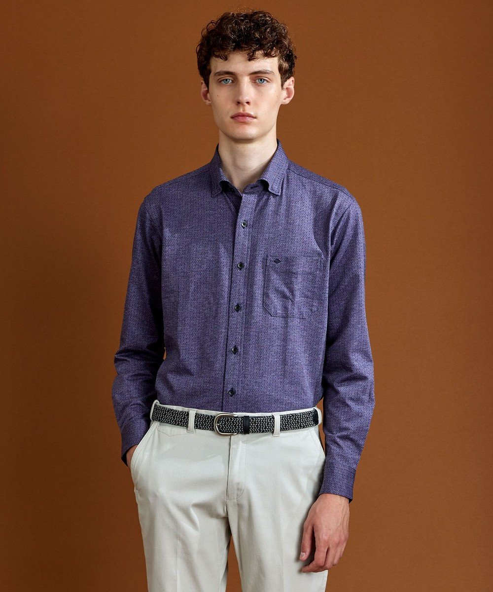 JOSEPH ABBOUD 【洗える】ドットジャガード ジャージー シャツ 