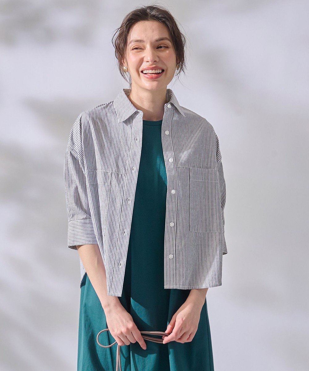 ANY 【洗濯機可能】ダブルポケット クロップドシャツ 