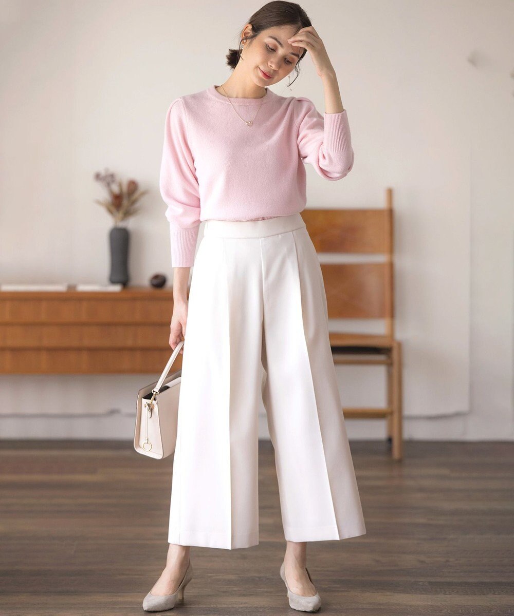 組曲 L 【アンサンブル対応可】ピュアカシミヤクロップド丈ニット 