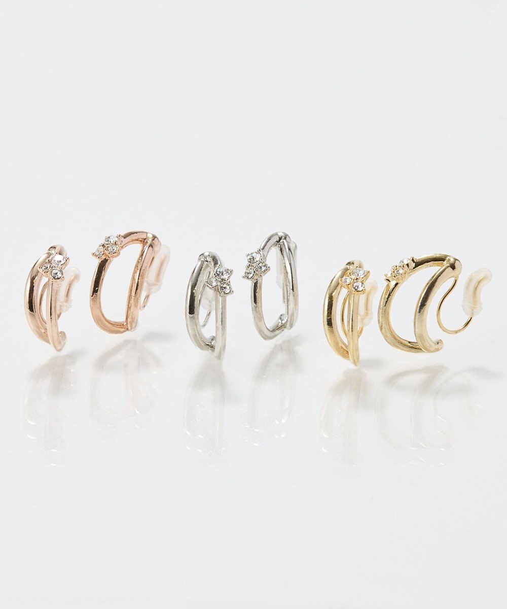 Phoebe 〈痛くないシリーズ/アレルギー対応〉シャイニーダブルフープライトフィットイヤリング　ゴールド 