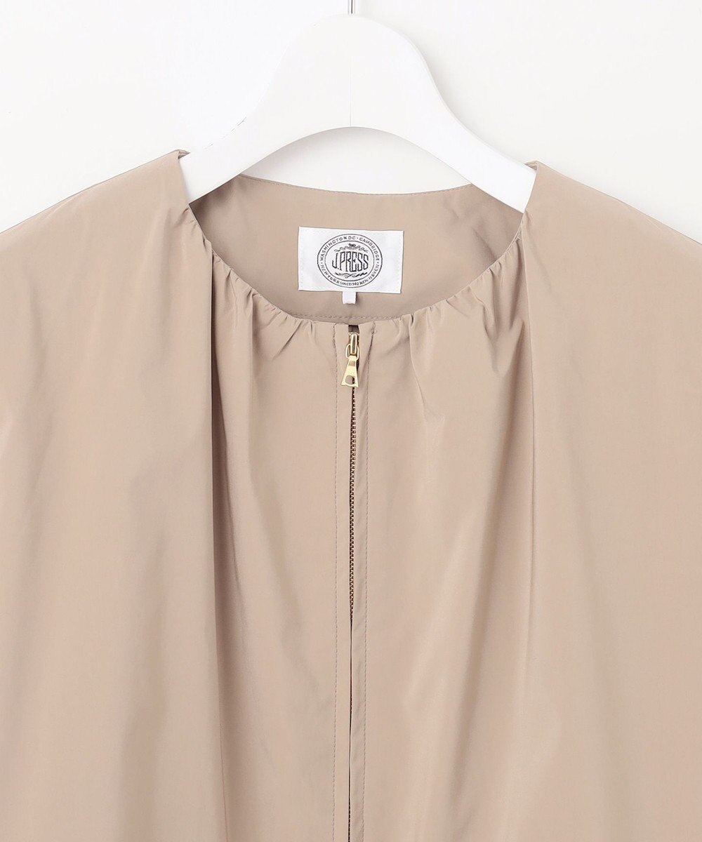 J.PRESS LADIES L 【洗える・撥水】マイクロタフタ ノーカラー ロング コート 