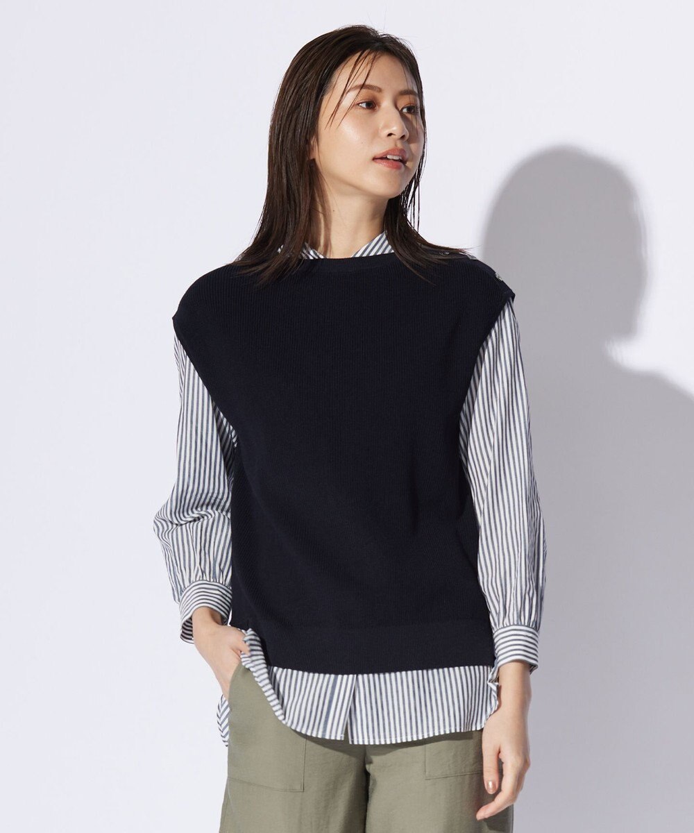 J.PRESS LADIES L 【洗える】GIMA COTTON ニット ベスト 