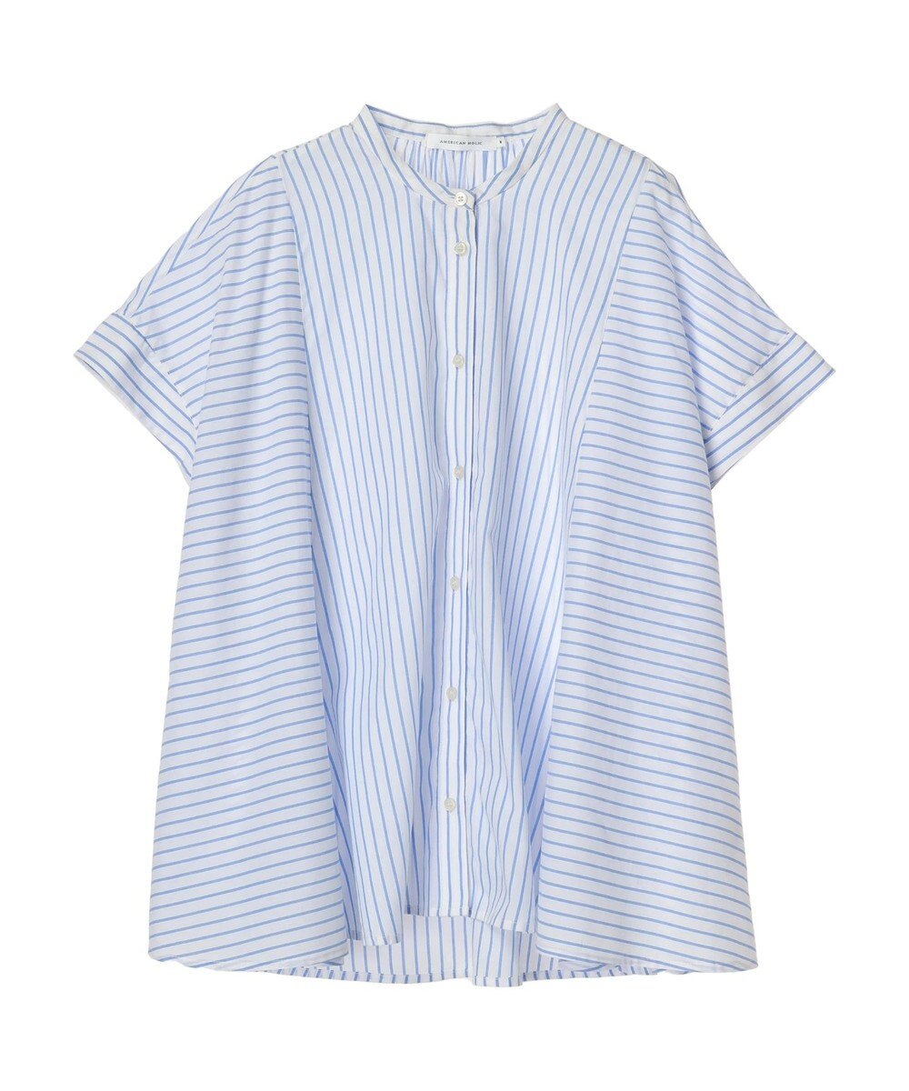 AMERICAN HOLIC 接触冷感フレンチスリーブ切り替えフレアブラウス 