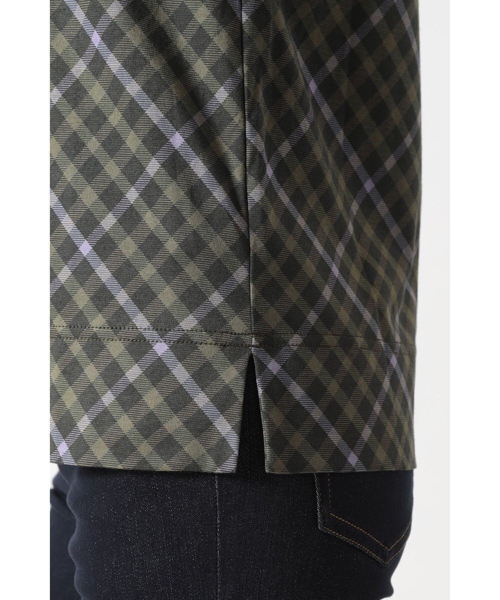 DAKS チェックプリント七分袖Tシャツ 