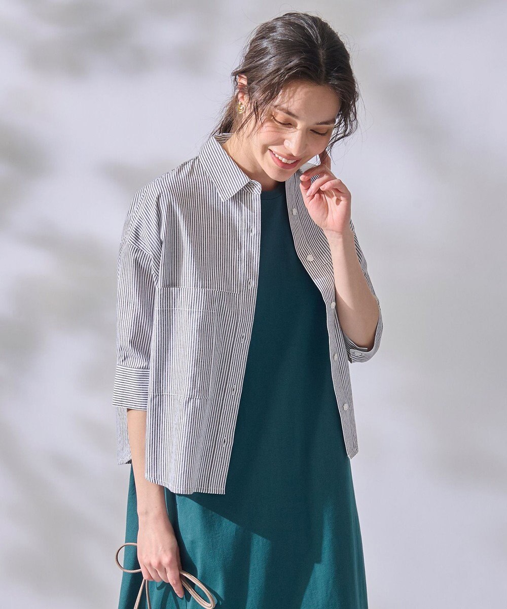 ANY 【洗濯機可能】ダブルポケット クロップドシャツ 