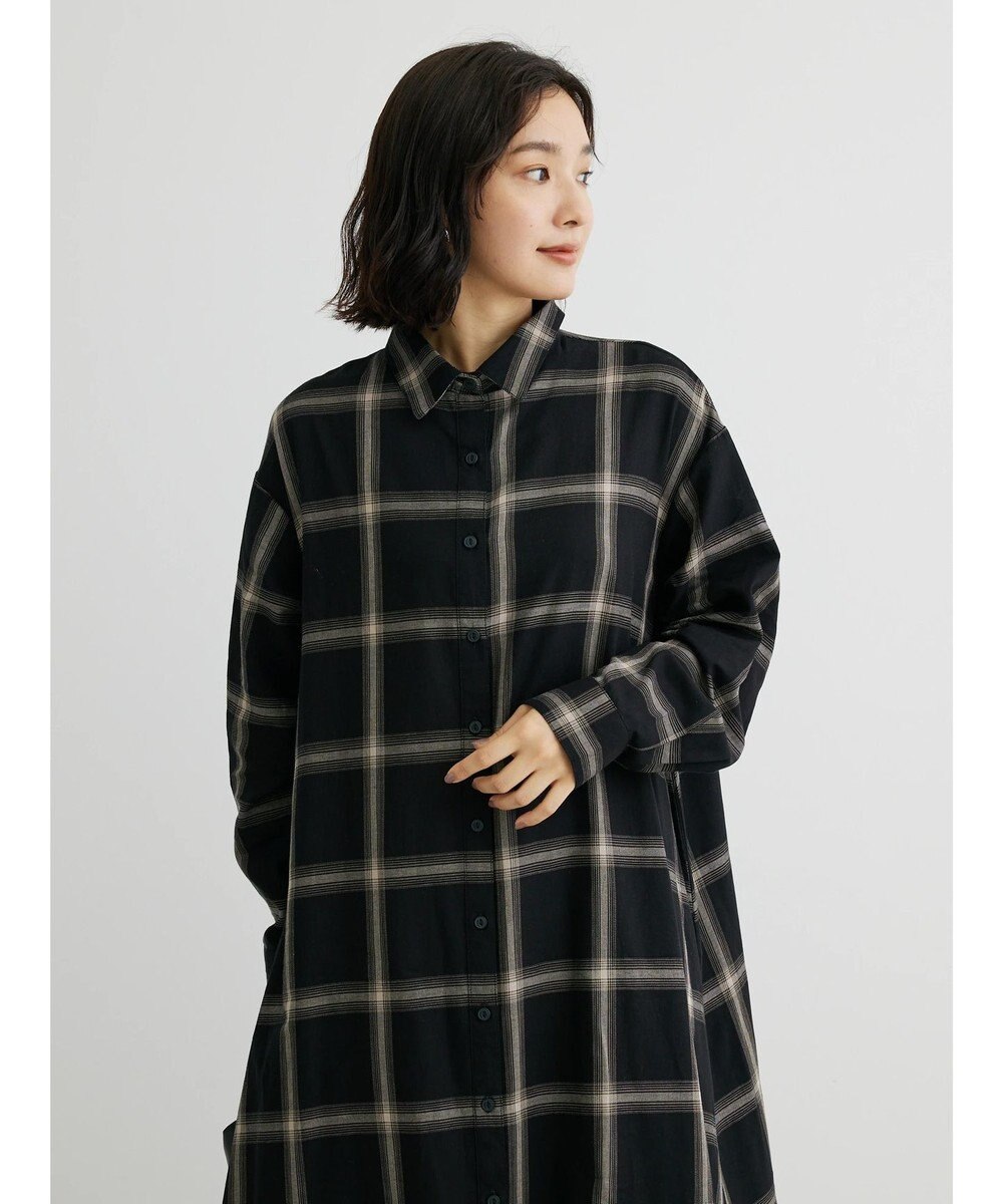 Green Parks ビエラチェックシャツワンピース 