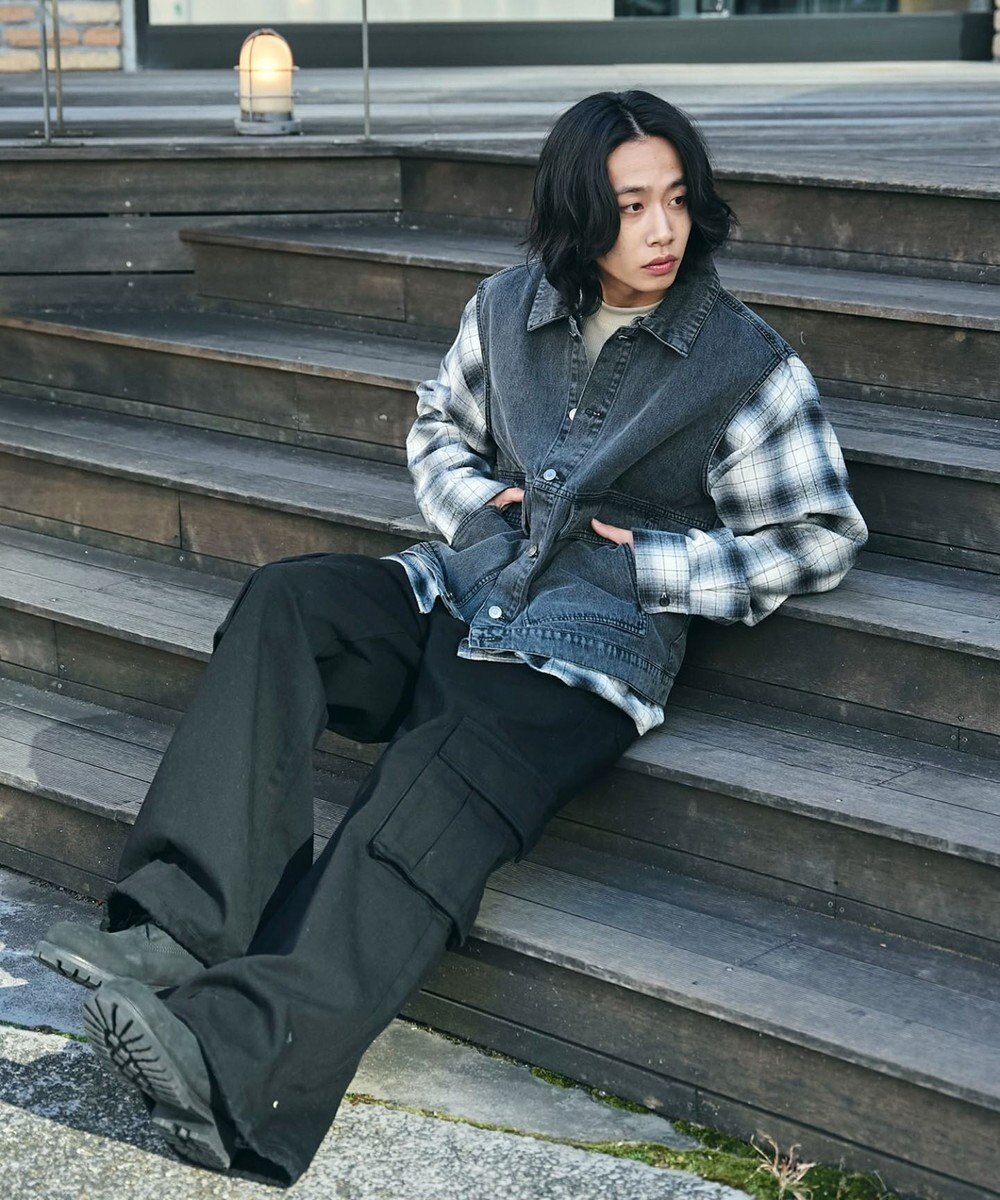 WEGO 【ユニセックス着用ITEM/MLサイズ展開】ワーカーズデニムベスト 