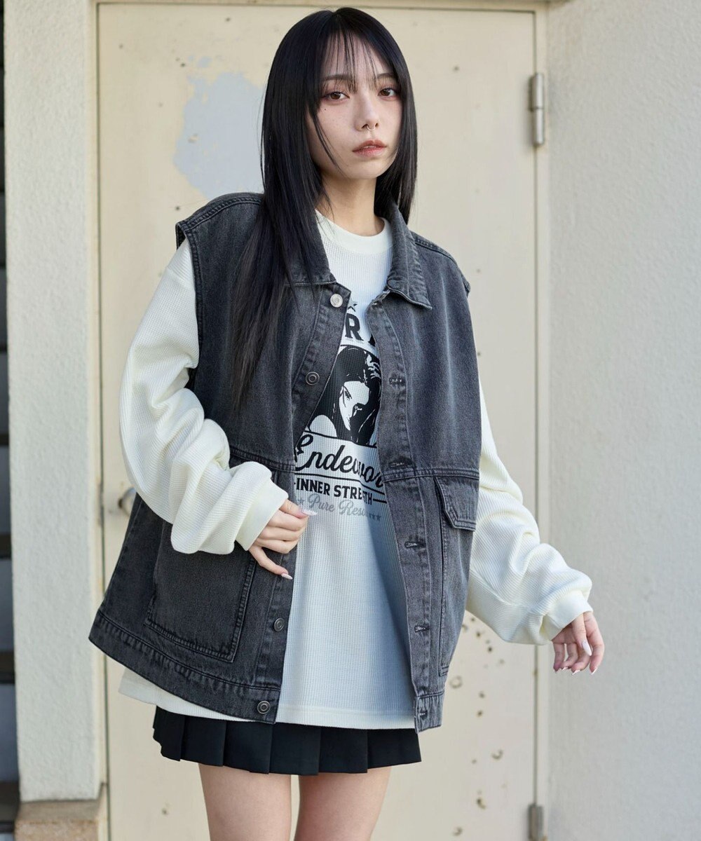 WEGO 【ユニセックス着用ITEM/MLサイズ展開】ワーカーズデニムベスト 