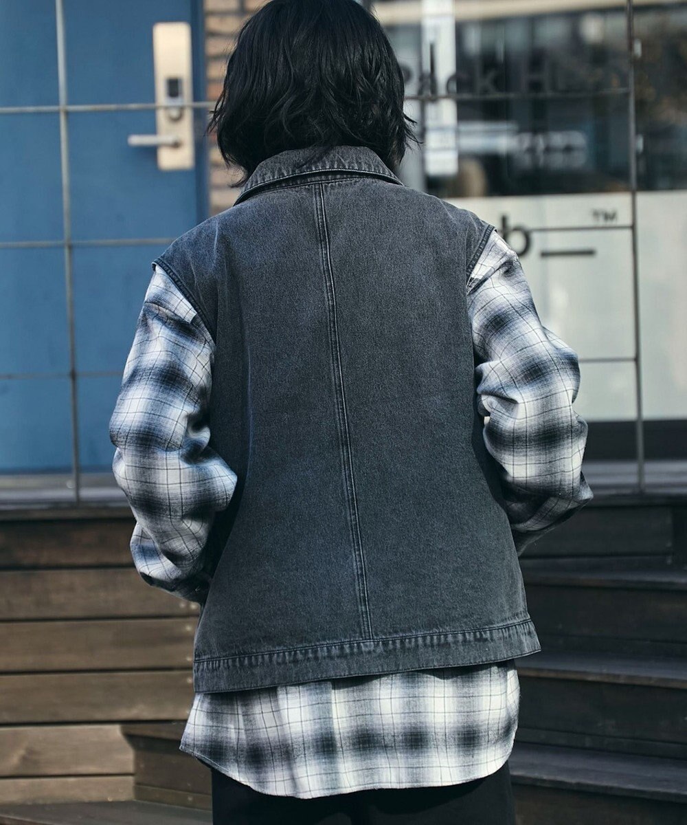 WEGO 【ユニセックス着用ITEM/MLサイズ展開】ワーカーズデニムベスト 