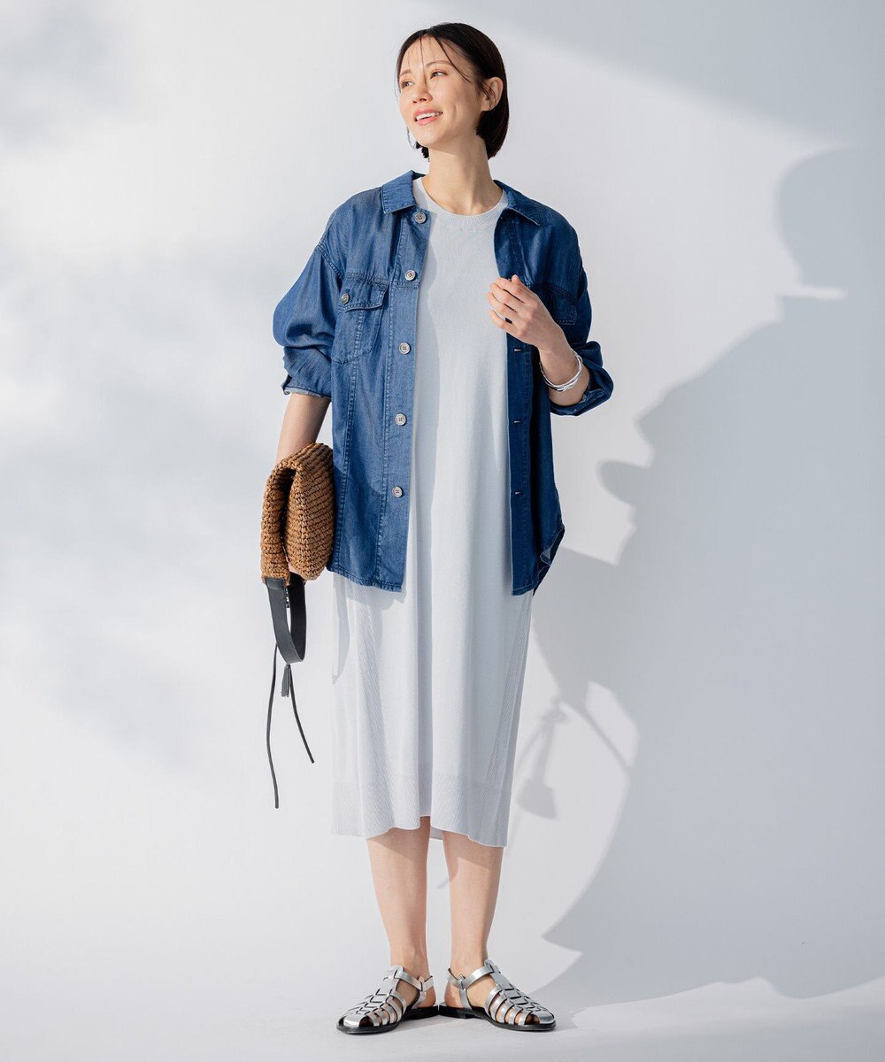 自由区 【洗える】ハイツイストコットンアセテート サマーニットドレス 