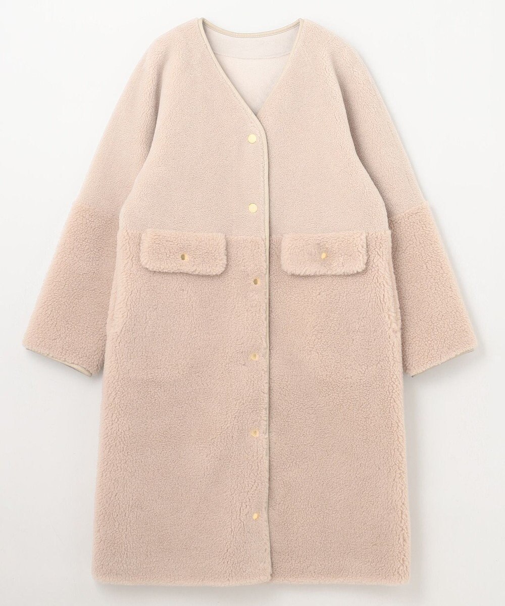 GRACE CONTINENTAL ノーカラーボアムートンコート 