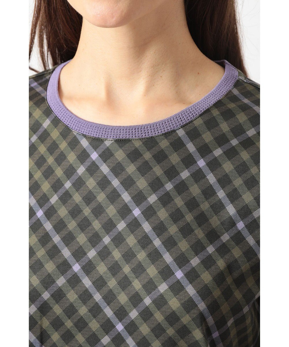 DAKS チェックプリント七分袖Tシャツ 