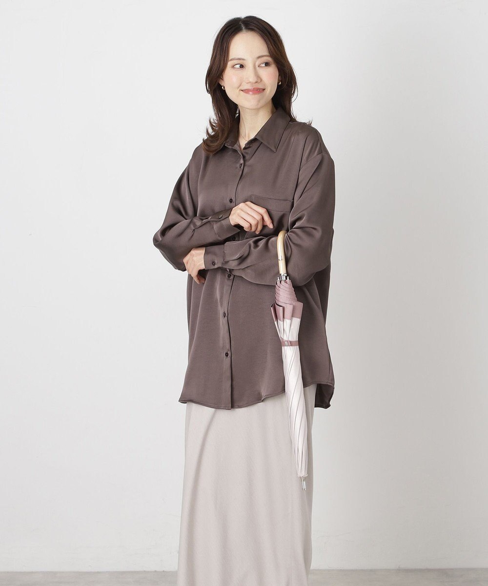 MOONBAT 【遮光/晴雨兼用日傘】LANVIN COLLECTION (ランバン コレクション)グログランリボン バイカラー 遮熱 UV 長傘 