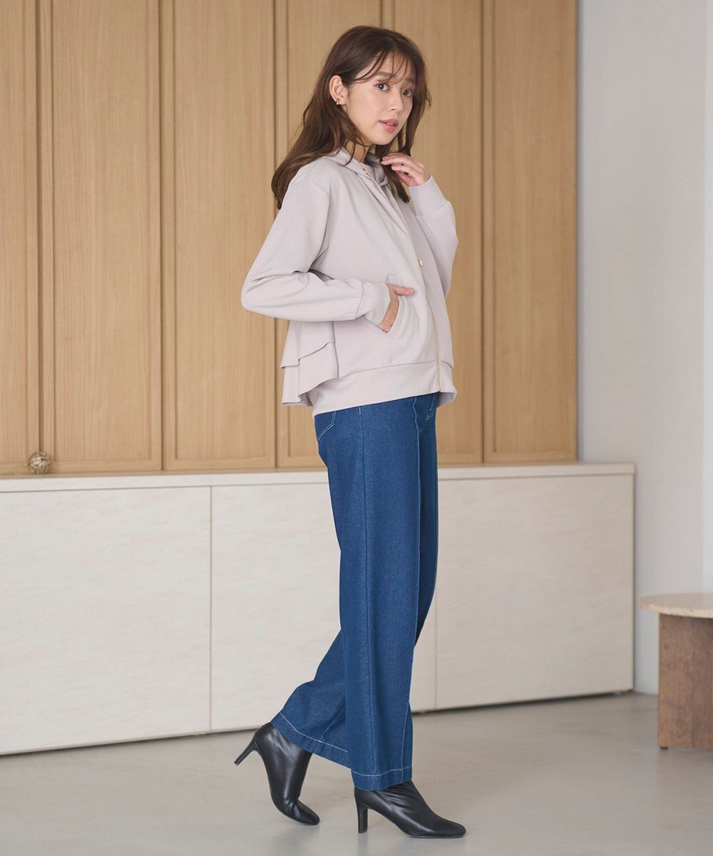 Feroux 【洗える】バックフリル ダンボールパーカー 