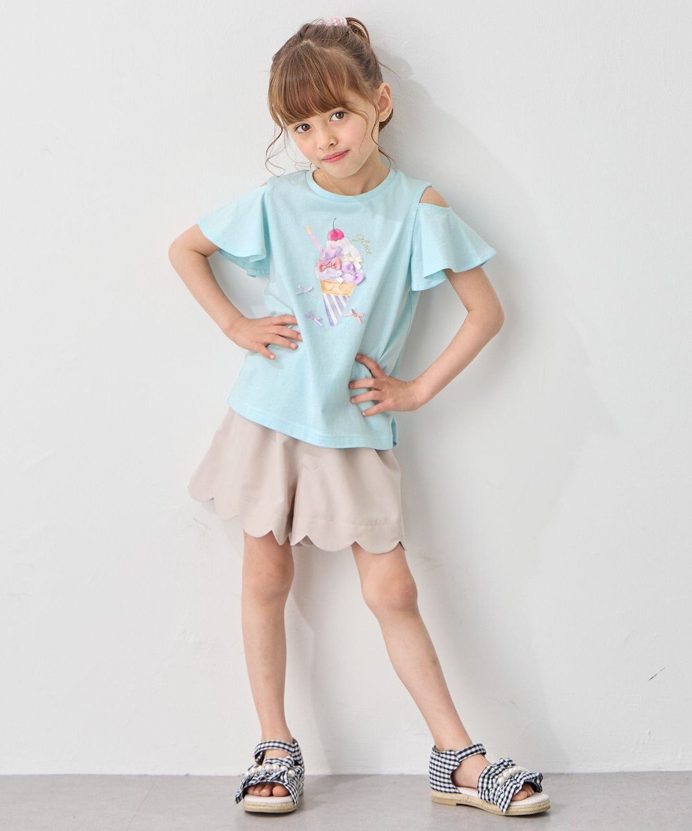 ANY KIDS 接触冷感 しろくま オフショルダー Tシャツ 