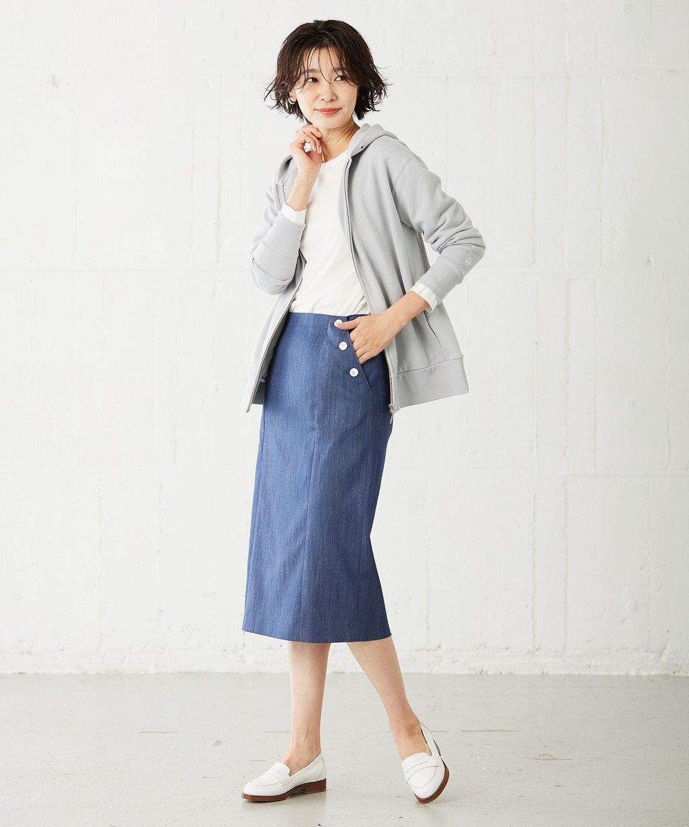 J.PRESS LADIES L 【洗える】 セルロースシャンブレー タイト ナロー スカート 