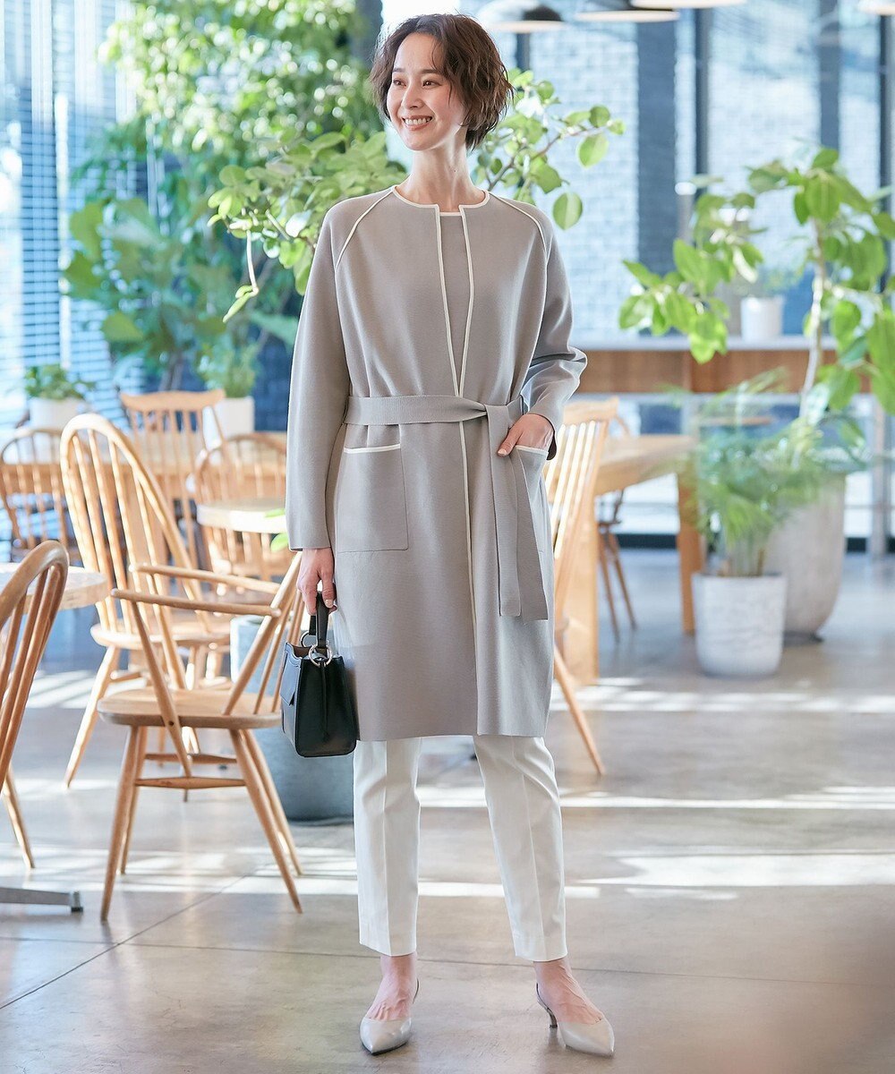 自由区 【XSサイズ～/洗える/セット着用可】ドライコットンハイゲージ ニットライトアウター 