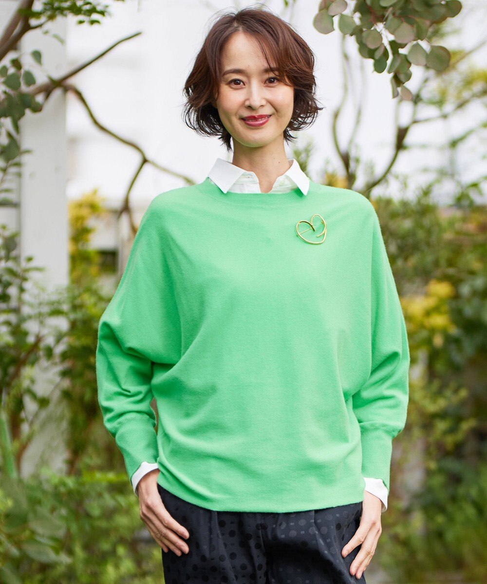 自由区 【洗える】ソフトウールハイゲージ ドルマンスリーブニット 