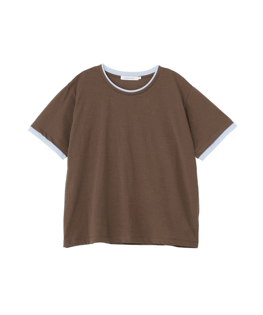AMERICAN HOLIC 配色レイヤード風シアーＴシャツ 