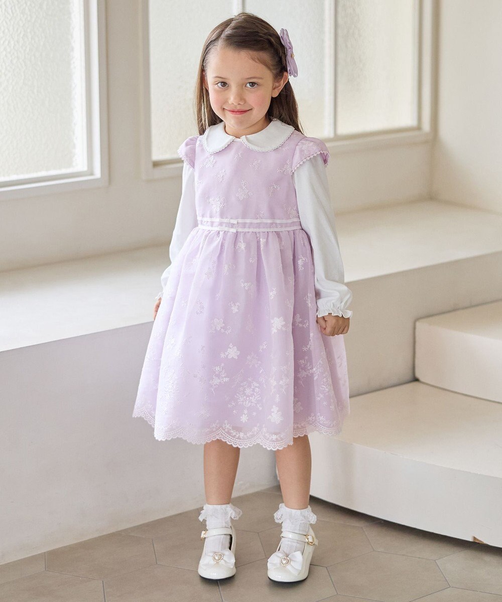 ANY KIDS 総刺繍 花柄ワンピース 