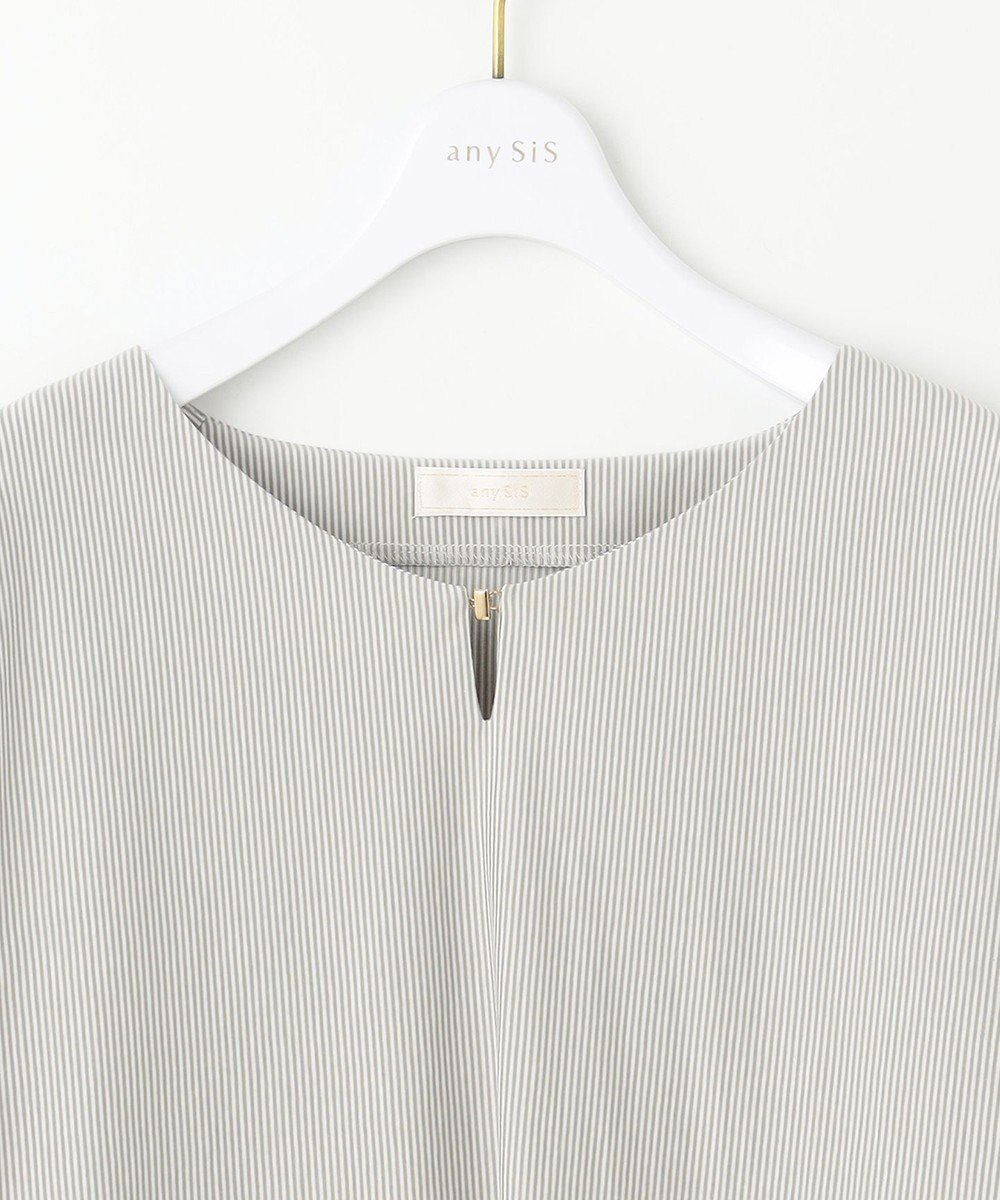 ANY SIS S 【洗える】シルケットストライプドルマン カットソー 
