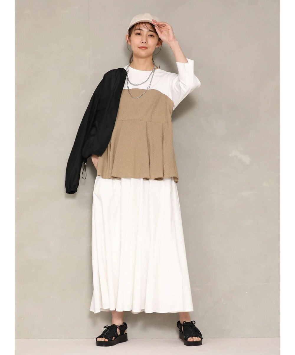 Green Parks ７分袖ビスチェドッキング風カットプルオーバー 