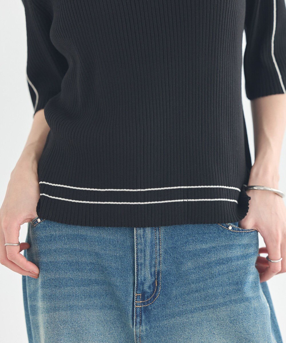 earth music&ecology 【予約】ラインカラーポロニット 