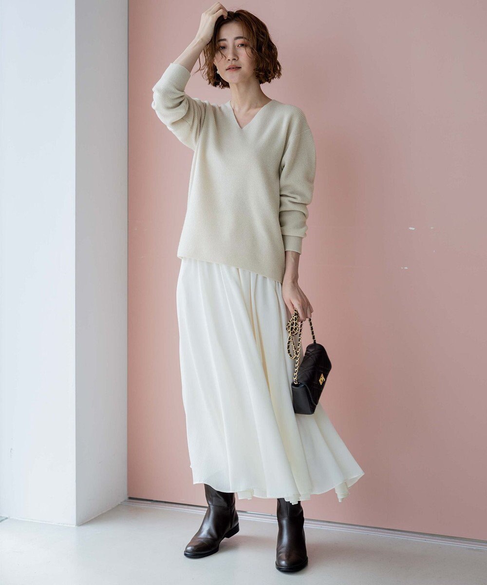 23区 S 【洗える】ウールカシミヤ Vネック ニット 