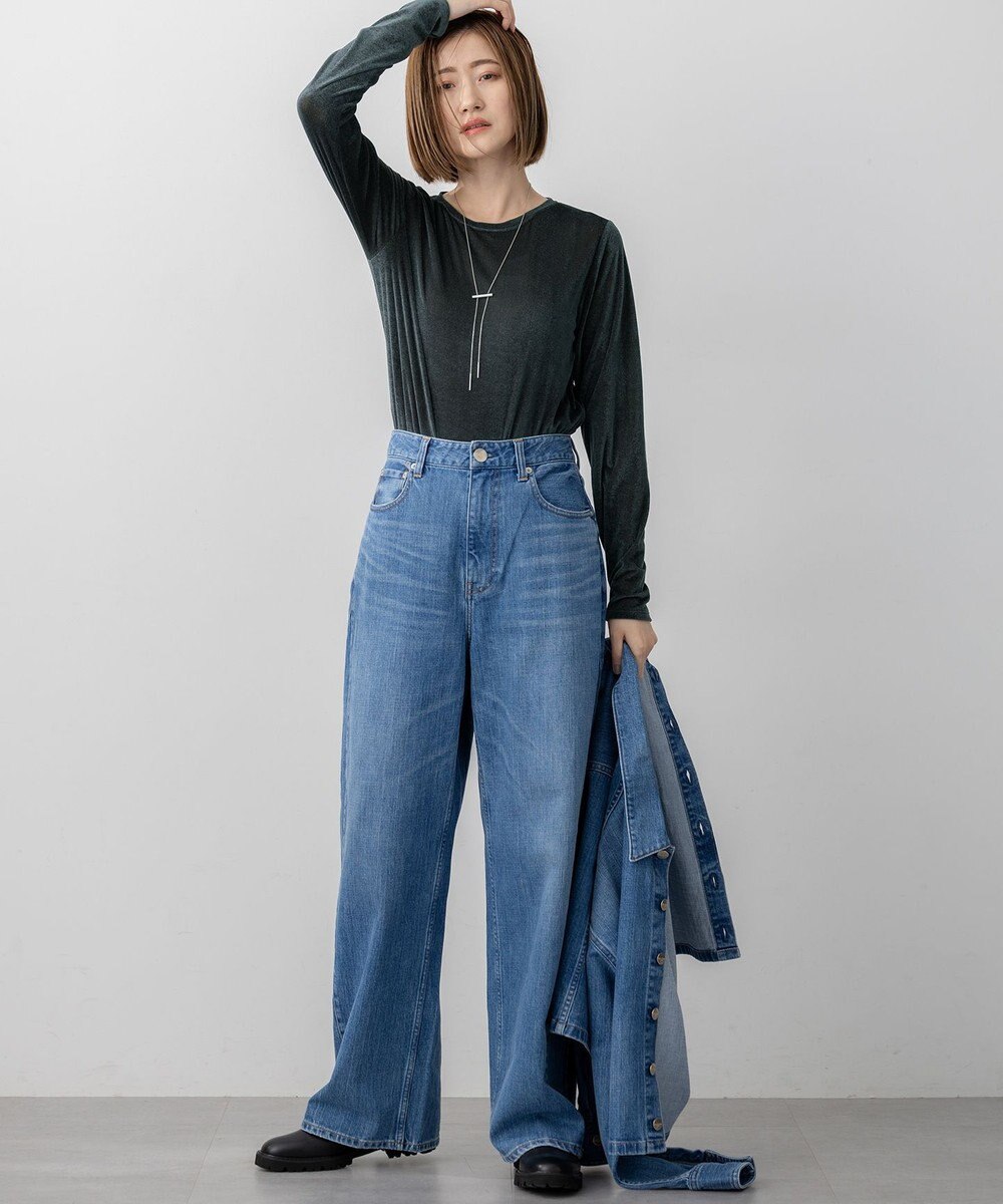 23区 【洗える】シアーベロア ロングスリーブ Tシャツ 