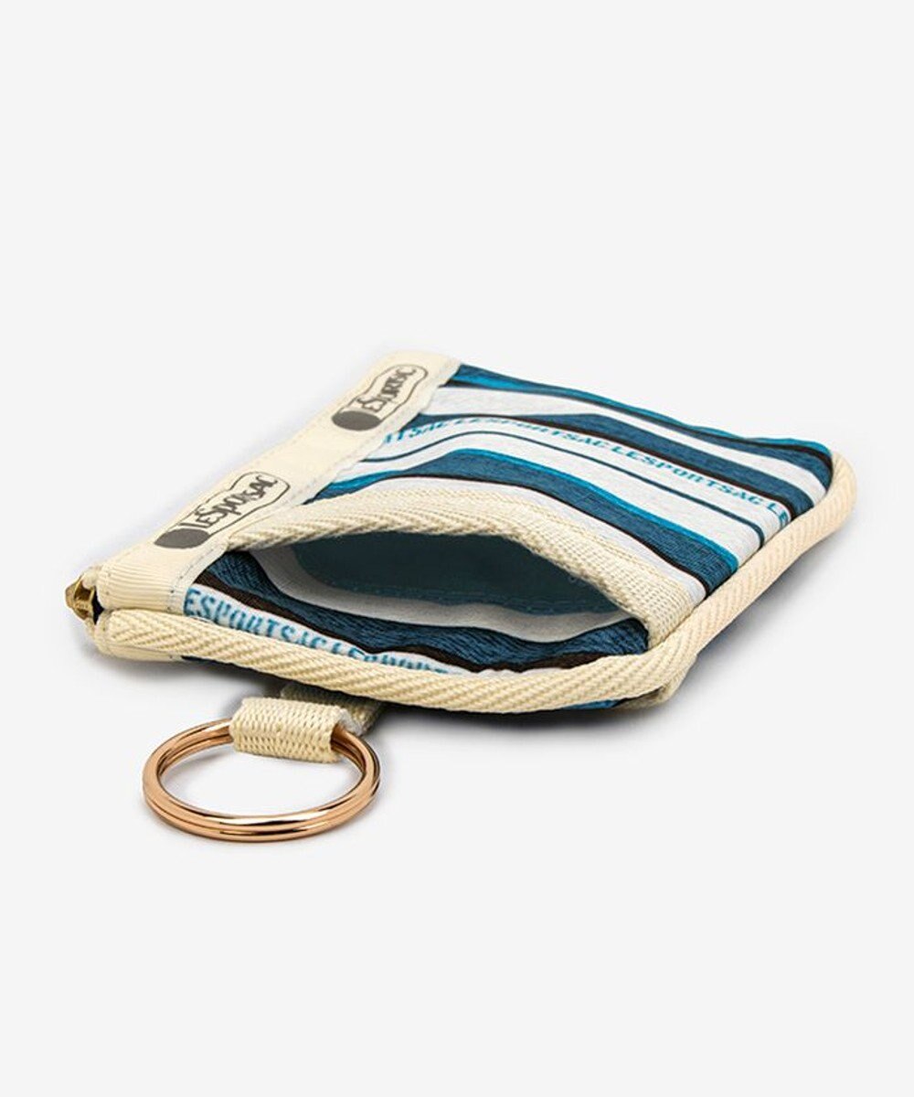 LeSportsac KEY CARD HOLDER/ティールグリーンストライプ 