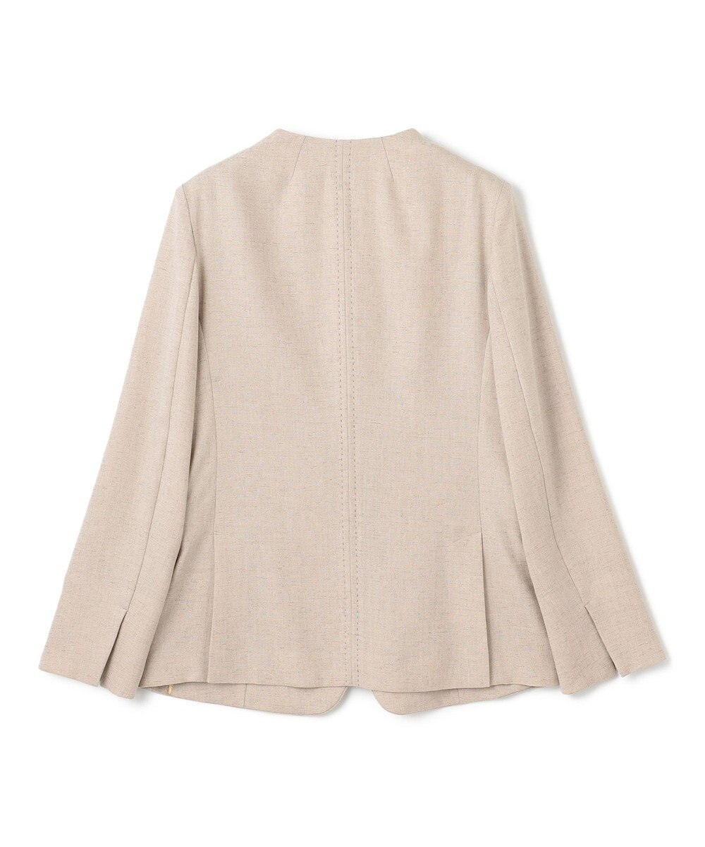 BEIGE， 【洗える】CAROLE / リネンライクノーカラーハーフ丈ジャケット 