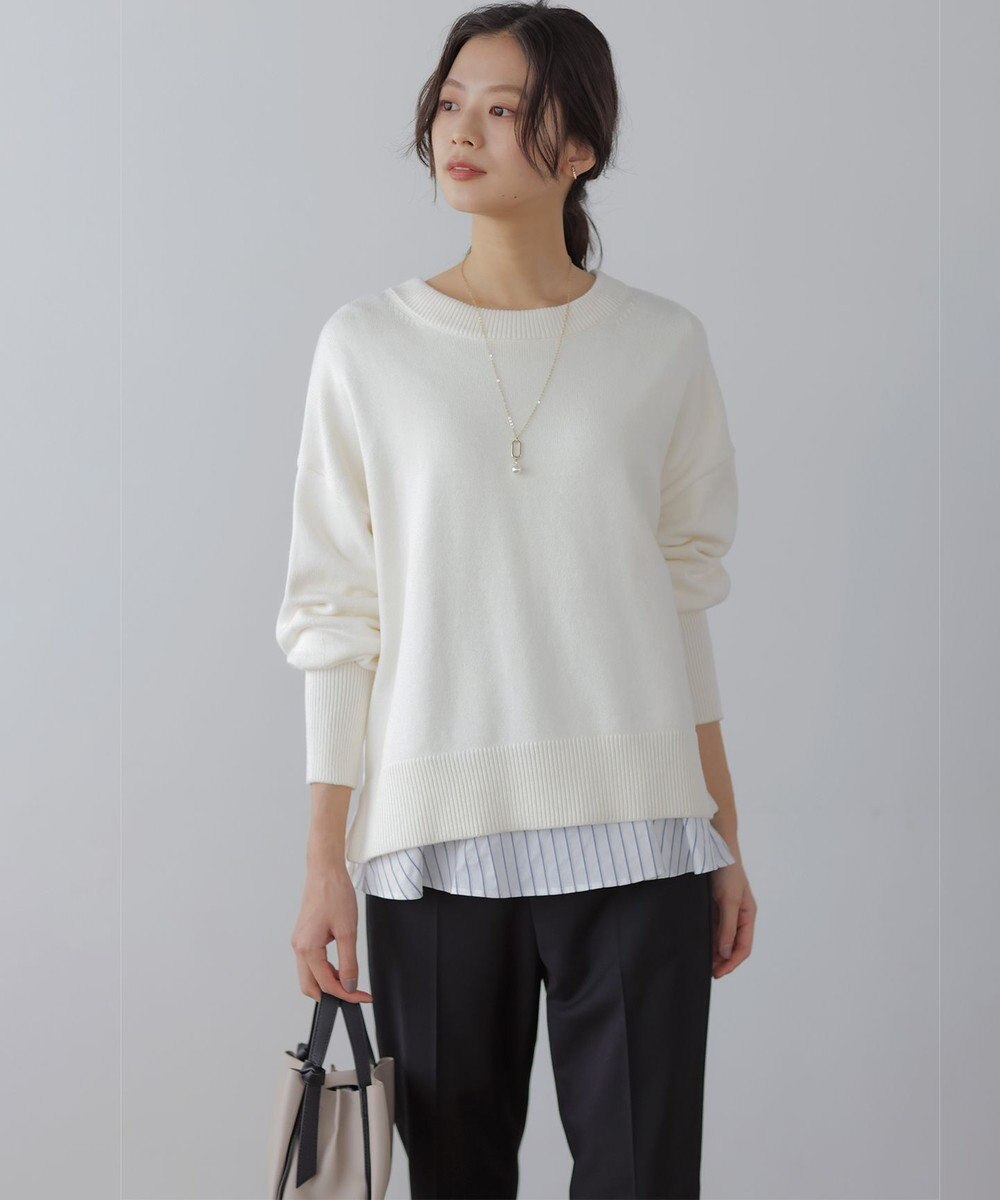 組曲 コットンカシミヤMIX クルーネックニット 