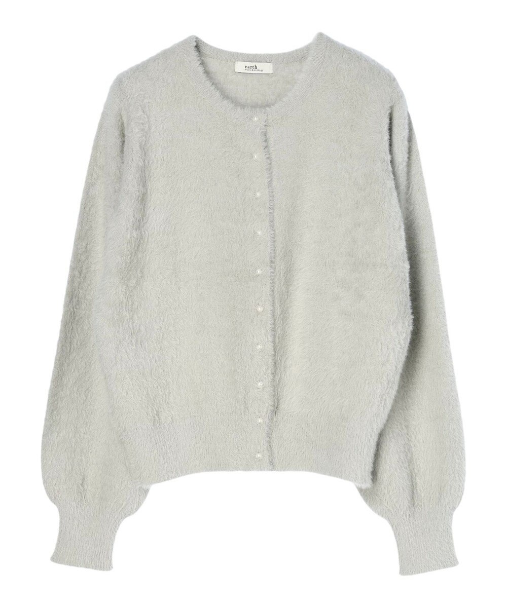 earth music&ecology ミニシャギーパールボタンカーディガン 