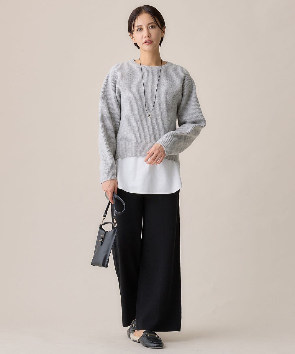 自由区 S 【セットアップ対応・洗える】レーヨンストレッチニットワイド パンツ 