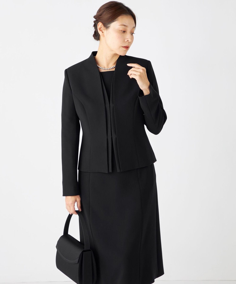 自由区 FORMAL 【洗える/縦横ストレッチ】セオプラスエス横二重ジャケット＋ワンピース 