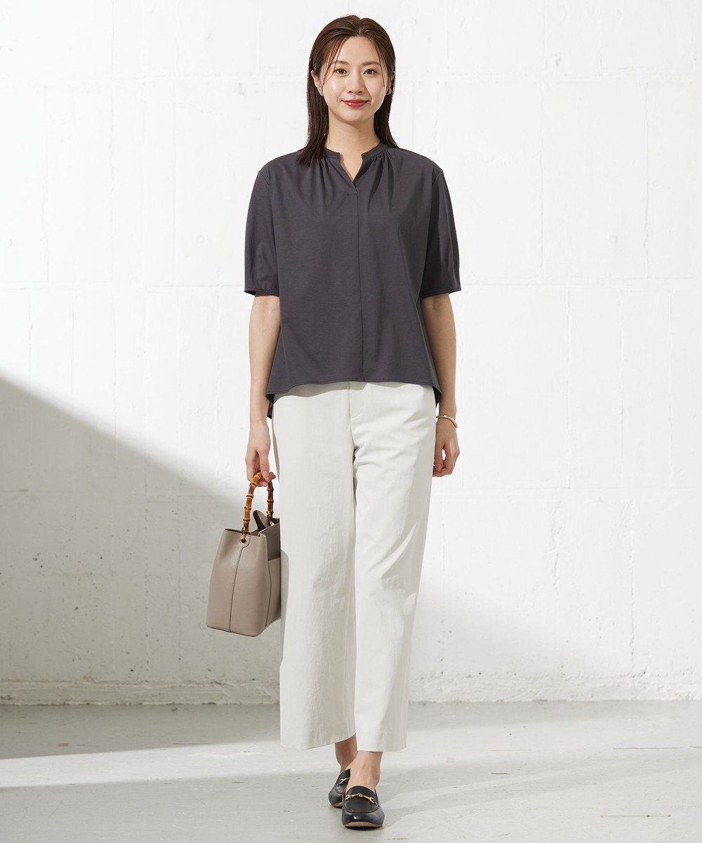 J.PRESS LADIES 【洗える・吸水速乾】麻シェルドライ セミワイド パンツ 