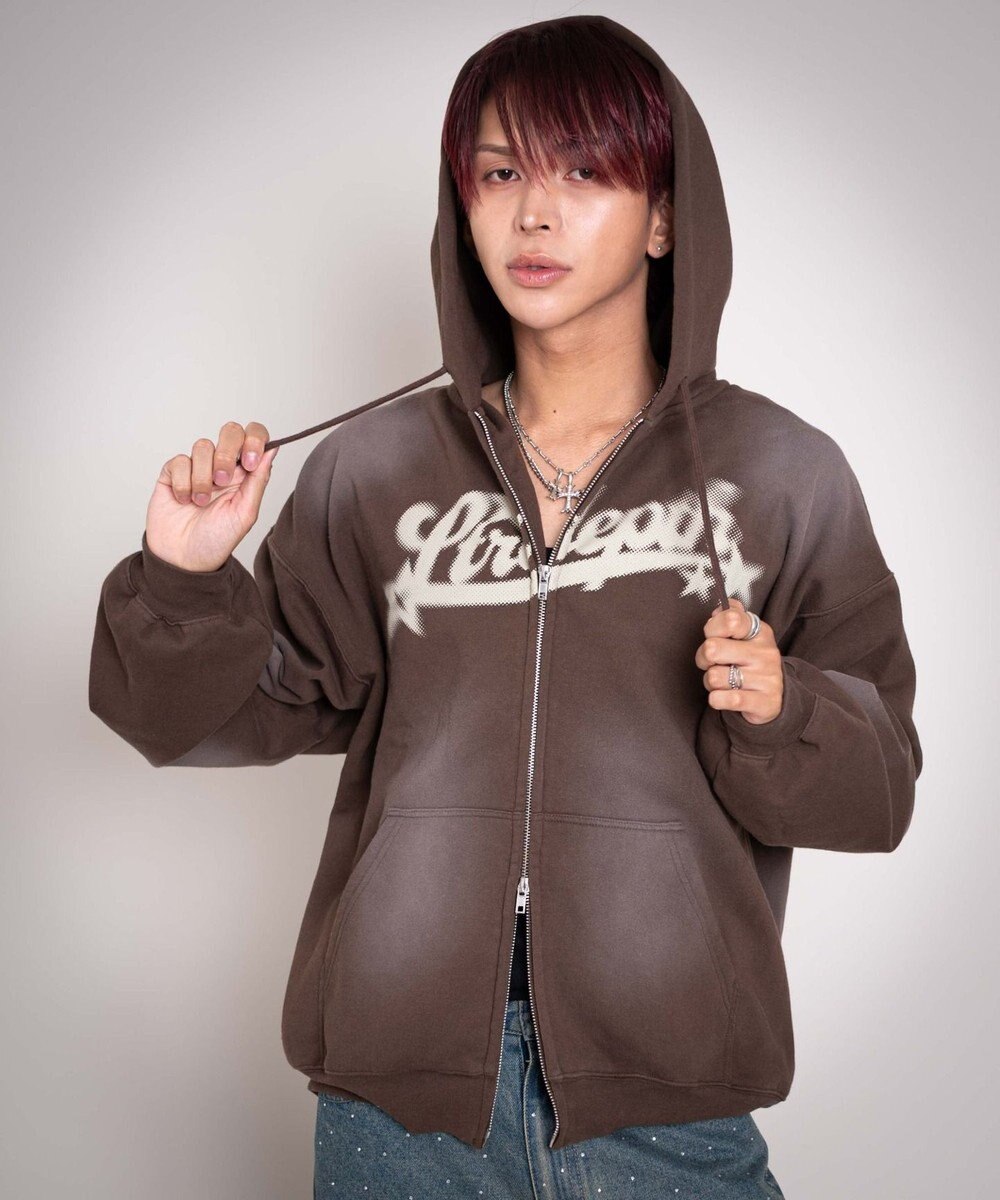 WEGO 【ユニセックス着用ITEM/MLサイズ展開】グラフィックZIPパーカー 