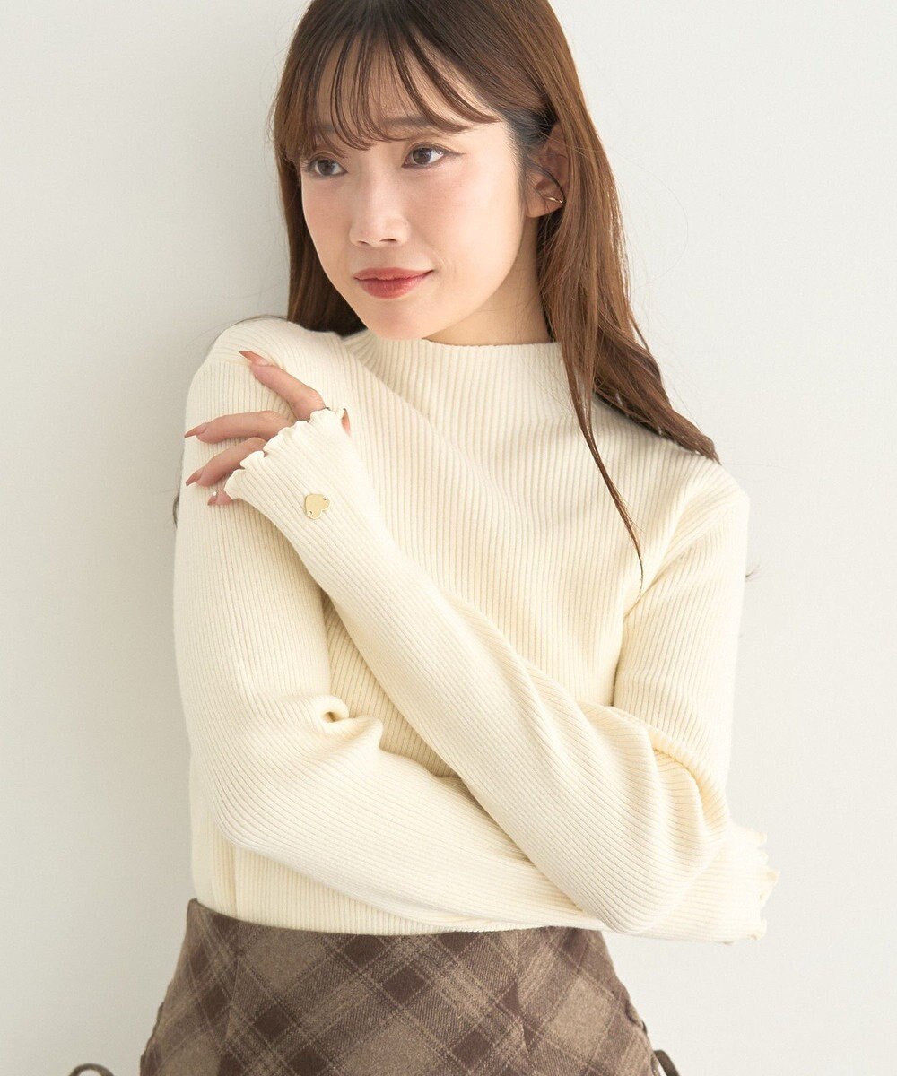 earth music&ecology ハートプレートリブニットプルオーバー 