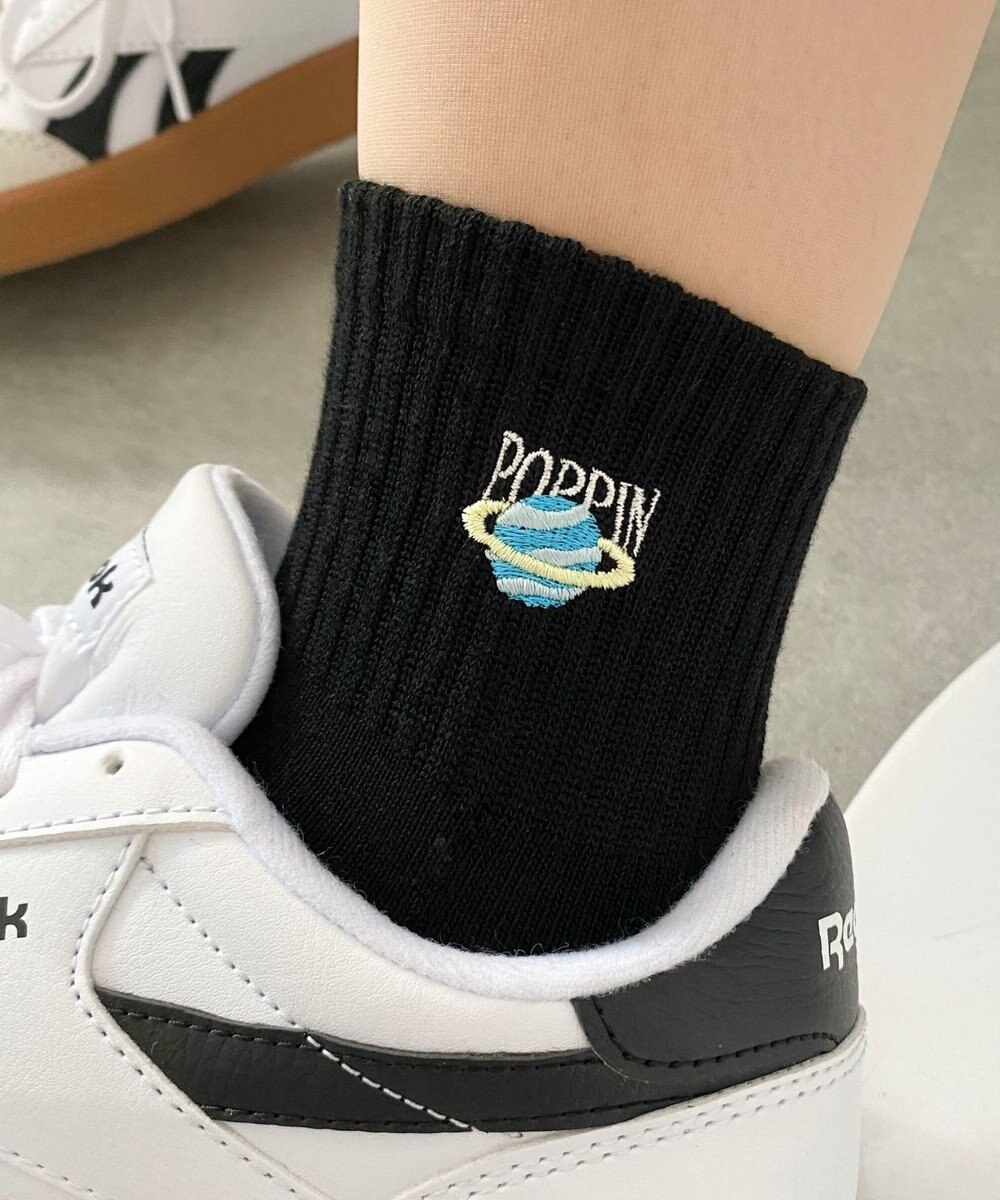 WEGO モチーフ刺繍アンクル底パイルソックス 