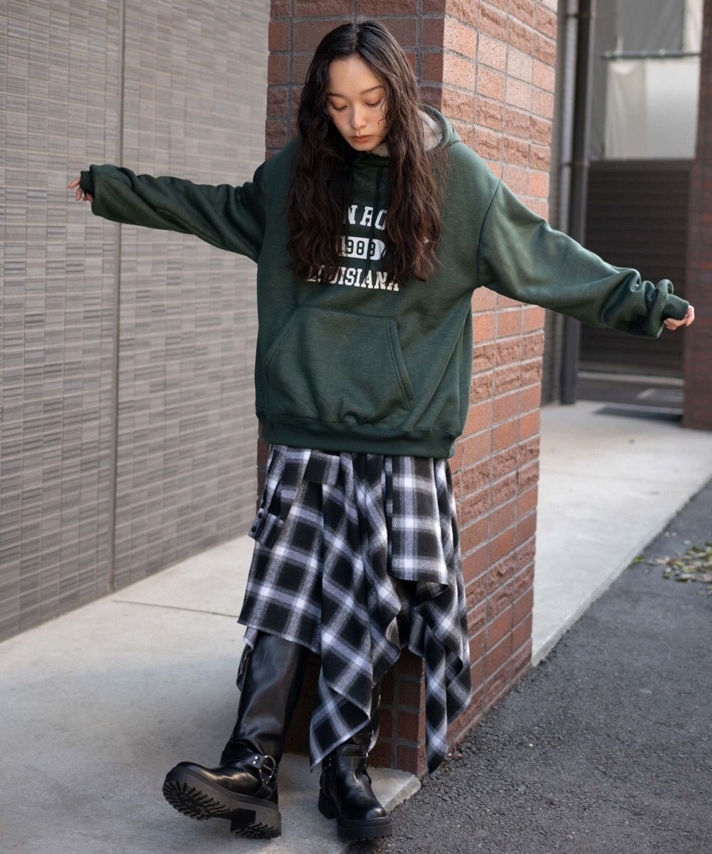 WEGO 【ユニセックス着用ITEM/裏起毛】カレッジロゴボアパーカー 