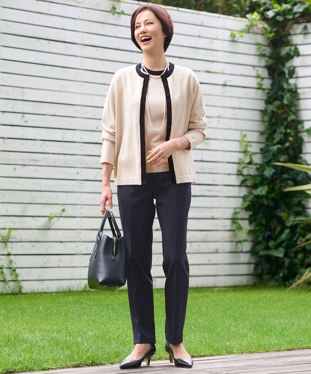 自由区 S 【アンサンブル対応・洗える】ウールシルク5分袖 ニット 