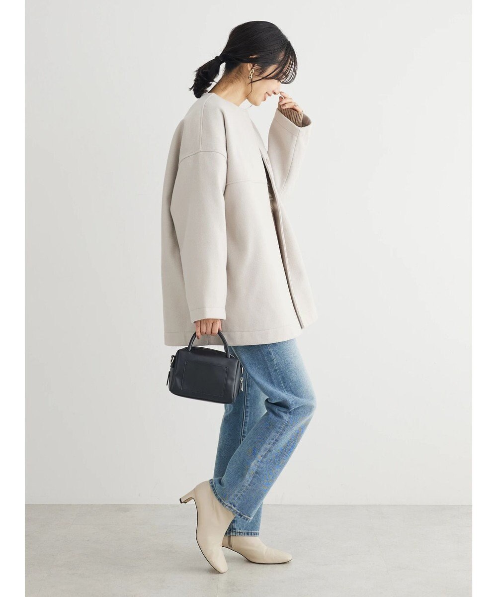 Green Parks 洗えるノーカラーショートコート 