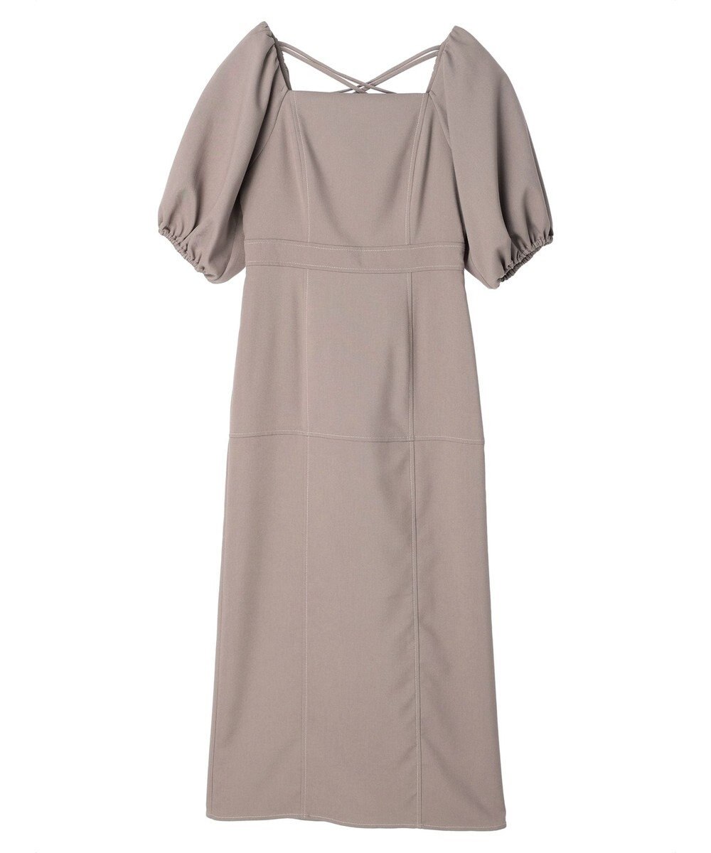 earth music&ecology 配色ステッチパフスリーブワンピース 