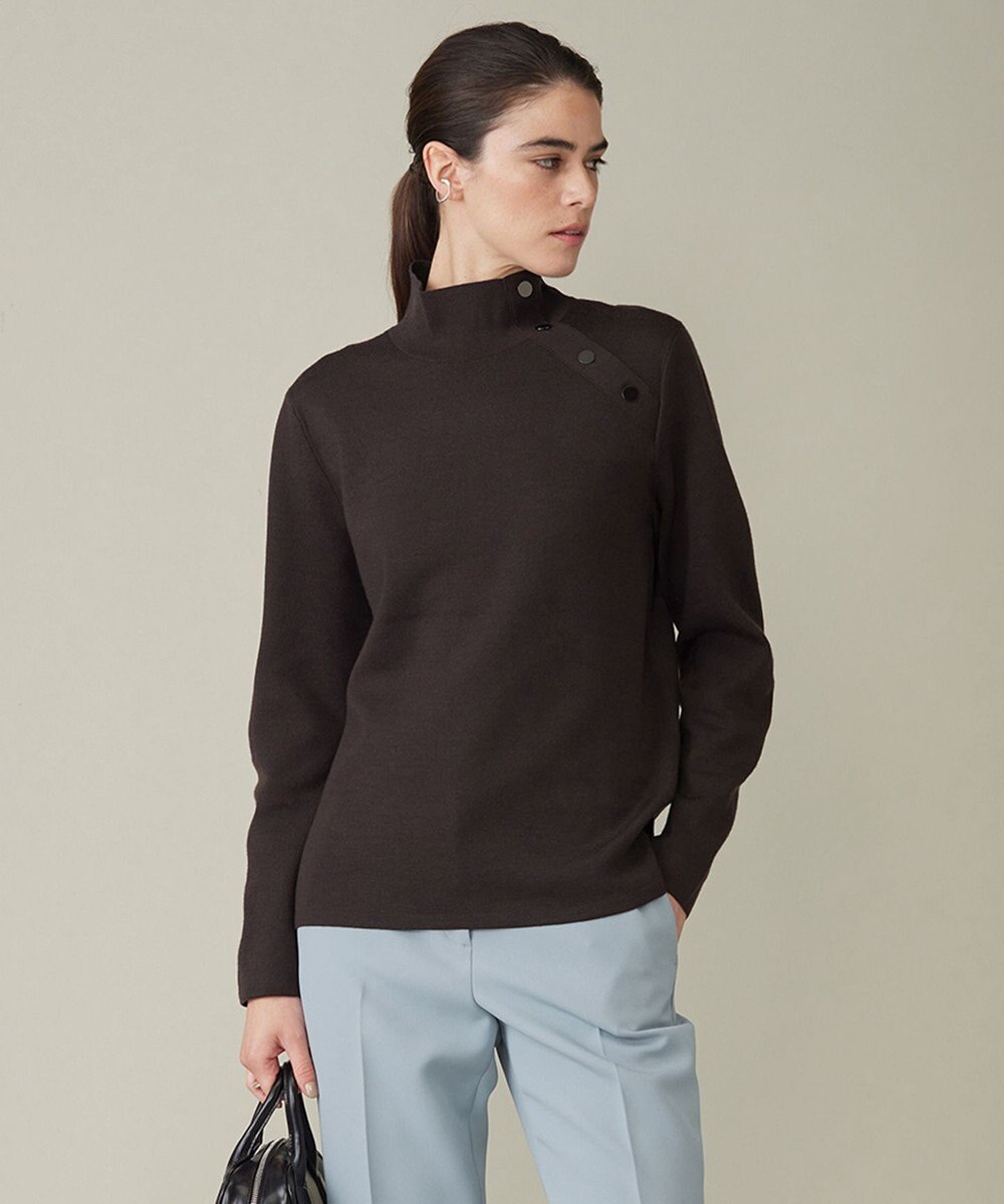 ICB L 【洗える】ウールブレンドスムース ハイネックプルオーバー 